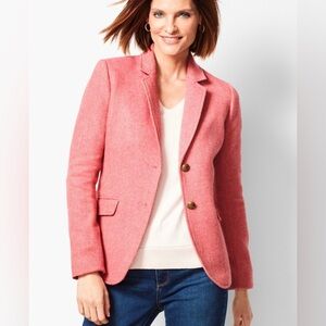 Aberdeen Pink Wool Blazer Size 6 Teacup Print Lined Jacket